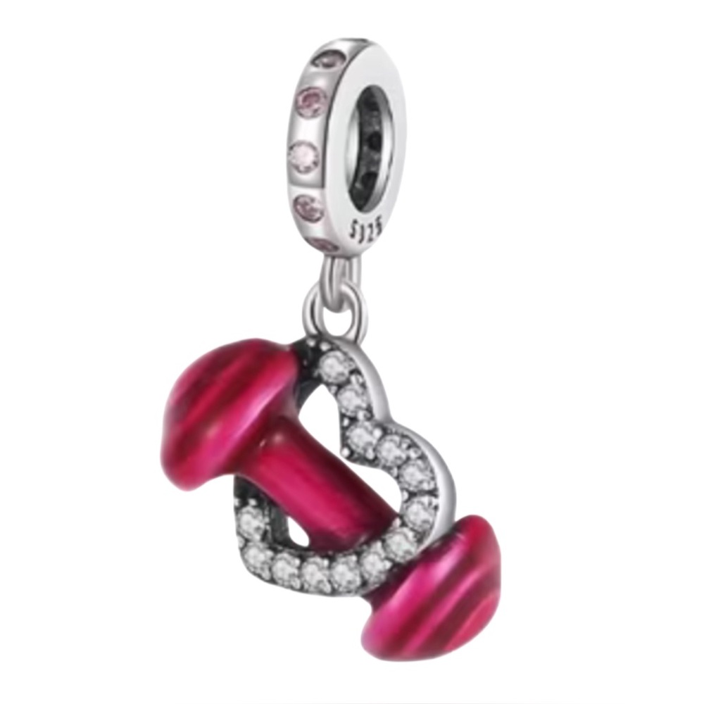 S925 Dumbbell Heart Charm Pandora Style